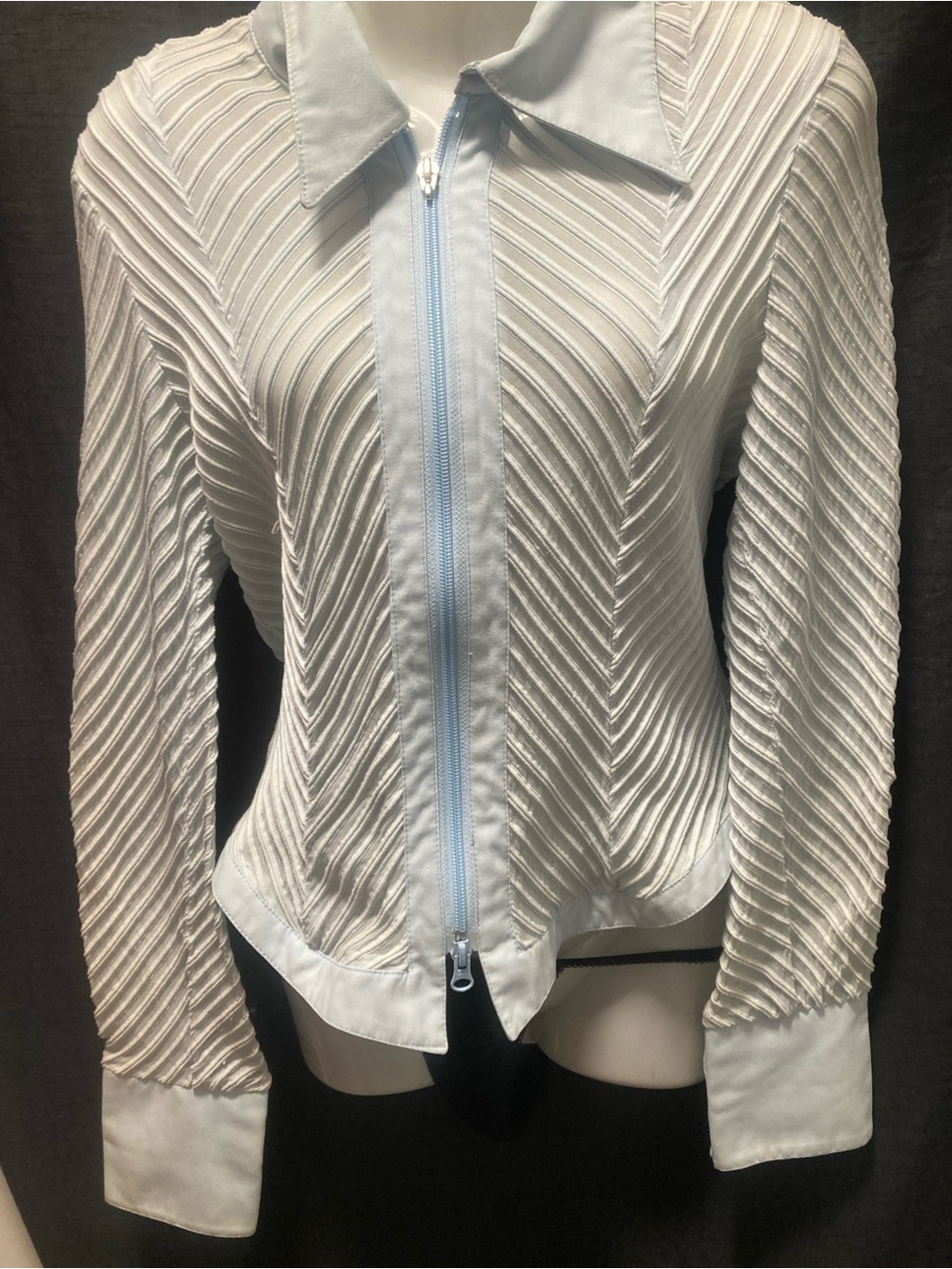 Joseph Ribkoff White Textured Zip Jacket Top Y2K Office Siren Size 8